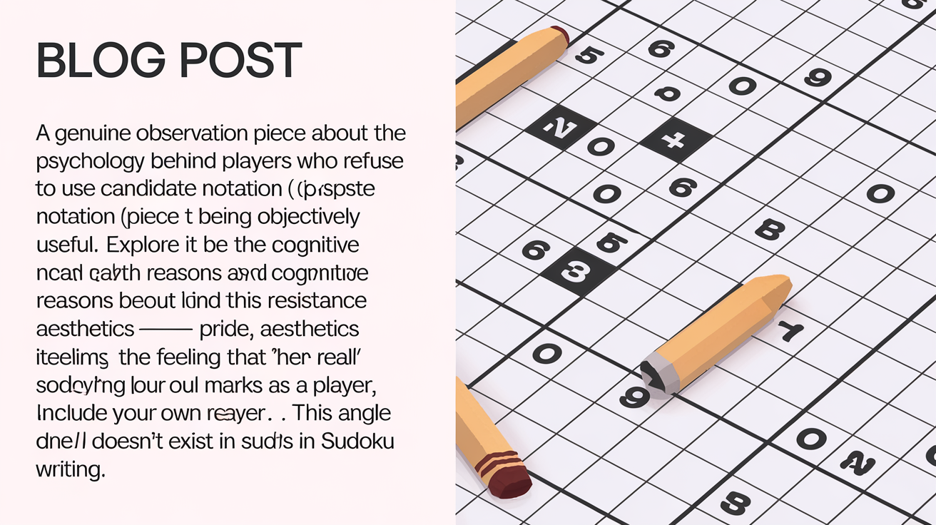 The Psychology of Refusing Pencil Marks: Why Smart Sudoku Solvers Reject the Tool